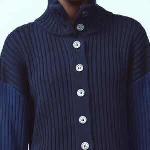 Zara Dark Blue Ribbed Cardigan